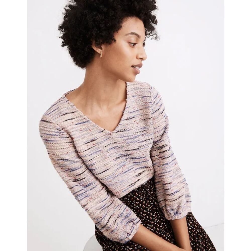 ‼️3/$30‼️ Madewell Rainbow Marled Knit Jacquard V Neck Top Medium Boho